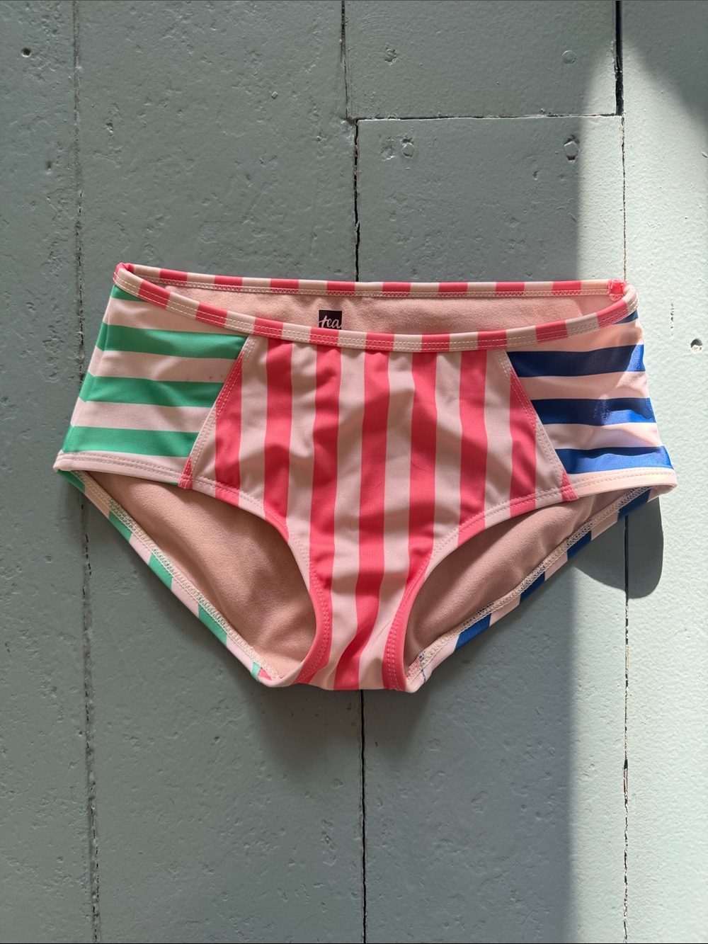 Tea collection Striped Colorblock Bikini Bottoms - Multi Pink/Green/Blue size 8